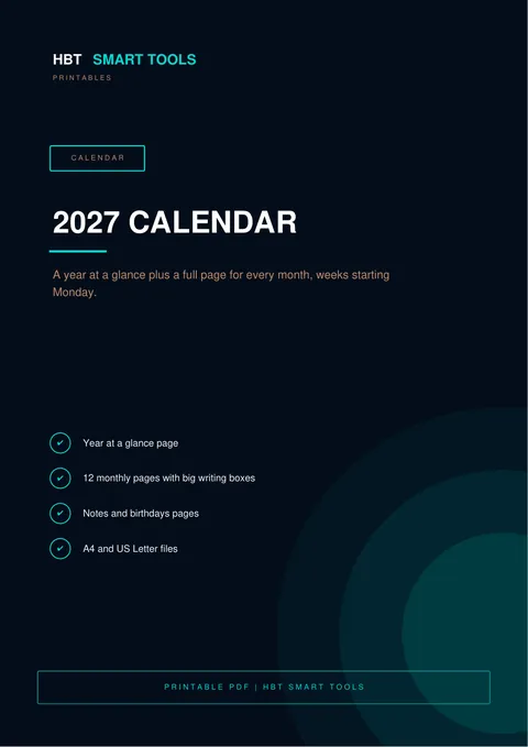 Cover of 2027 Calendar